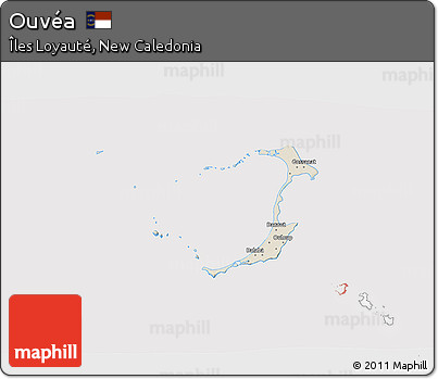 Shaded Relief 3D Map of Ouvéa, cropped outside