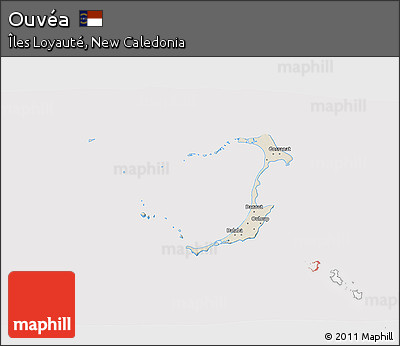 Shaded Relief 3D Map of Ouvéa, cropped outside