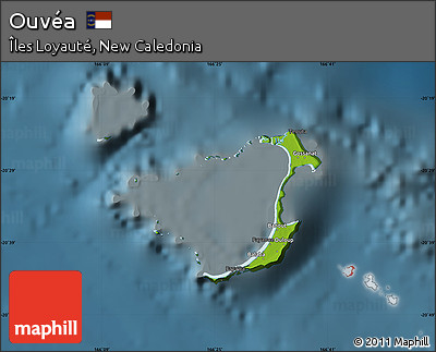 Physical Map of Ouvéa, darken