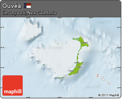 Physical Map of Ouvéa, lighten