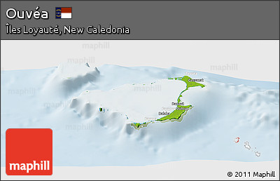 Physical Panoramic Map of Ouvéa, lighten