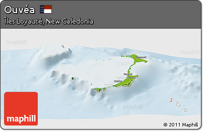 Physical Panoramic Map of Ouvéa, lighten