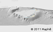 Shaded Relief Panoramic Map of Ouvéa, desaturated