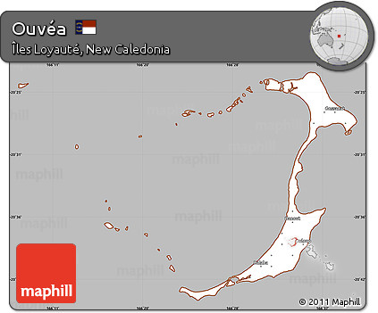 Gray Simple Map of Ouvéa, cropped outside