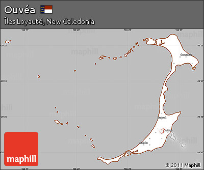 Gray Simple Map of Ouvéa, cropped outside