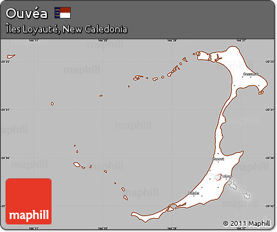 Gray Simple Map of Ouvéa, cropped outside