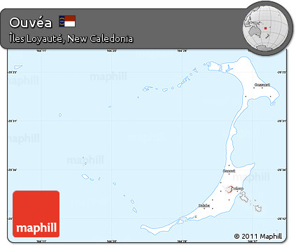Gray Simple Map of Ouvéa, single color outside