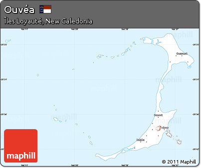 Silver Style Simple Map of Ouvéa, single color outside