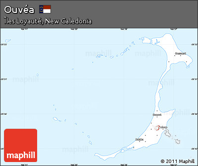 Silver Style Simple Map of Ouvéa, single color outside