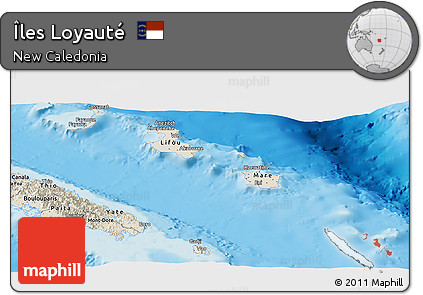 Shaded Relief Panoramic Map of Îles Loyauté