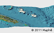 Shaded Relief Panoramic Map of Îles Loyauté, satellite outside