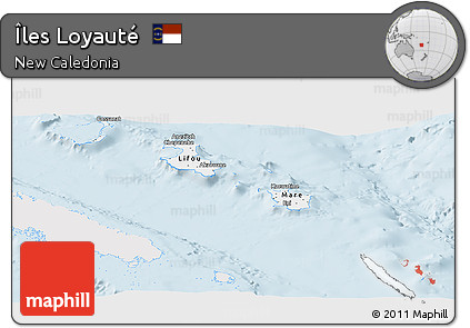 Silver Style Panoramic Map of Îles Loyauté, single color outside