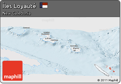 Silver Style Panoramic Map of Îles Loyauté, single color outside