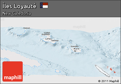 Silver Style Panoramic Map of Îles Loyauté, single color outside