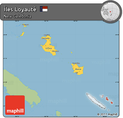 Savanna Style Simple Map of Îles Loyauté, single color outside