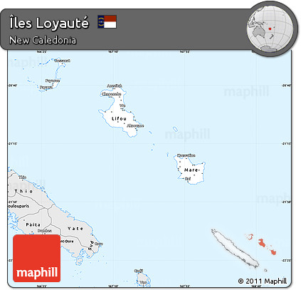 Silver Style Simple Map of Îles Loyauté