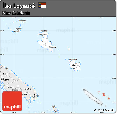 Silver Style Simple Map of Îles Loyauté