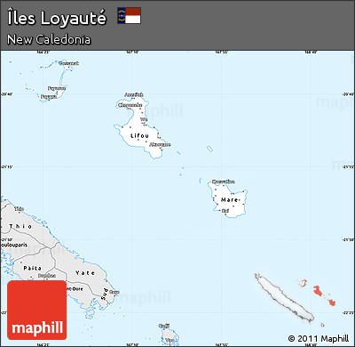 Silver Style Simple Map of Îles Loyauté