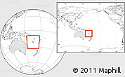 Blank Location Map of New Caledonia, highlighted continent, within the entire continent