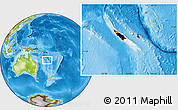 Flag Location Map of New Caledonia, physical outside