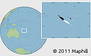 Flag Location Map of New Caledonia, savanna style outside