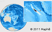 Flag Location Map of New Caledonia, shaded relief outside