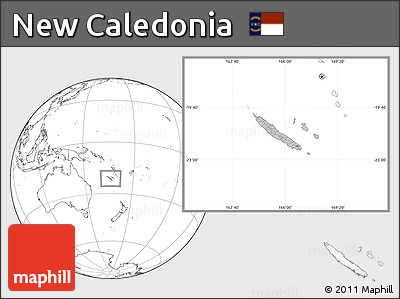 Gray Location Map of New Caledonia, blank outside