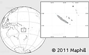 Gray Location Map of New Caledonia, blank outside, hill shading inside