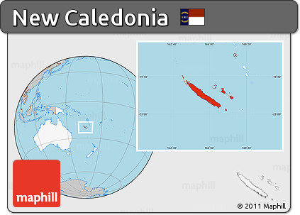 Gray Location Map of New Caledonia, highlighted continent