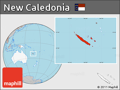 Gray Location Map of New Caledonia, highlighted continent