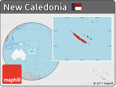 Gray Location Map of New Caledonia, highlighted continent