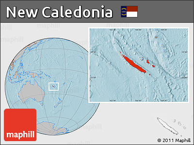 Gray Location Map of New Caledonia, hill shading