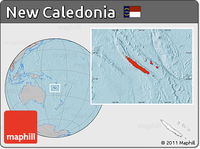Gray Location Map of New Caledonia, hill shading