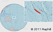 Gray Location Map of New Caledonia, hill shading