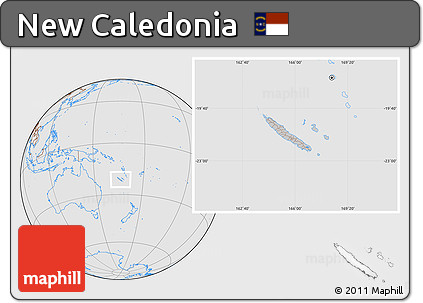 Gray Location Map of New Caledonia, lighten, desaturated