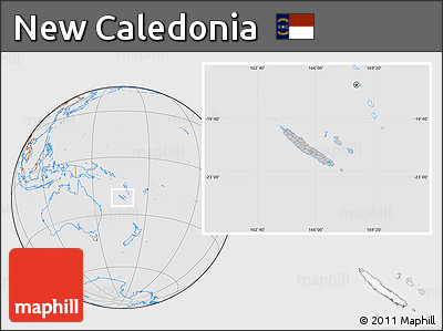 Gray Location Map of New Caledonia, lighten, desaturated