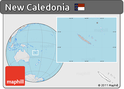 Gray Location Map of New Caledonia, lighten, desaturated, land only