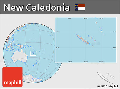 Gray Location Map of New Caledonia, lighten, desaturated, land only
