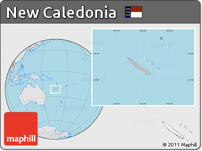 Gray Location Map of New Caledonia, lighten, desaturated, land only