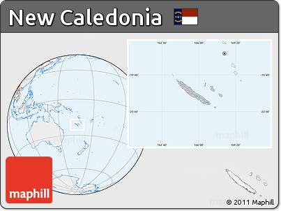 Gray Location Map of New Caledonia, lighten