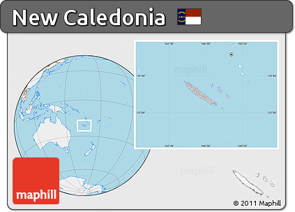 Gray Location Map of New Caledonia, lighten, land only