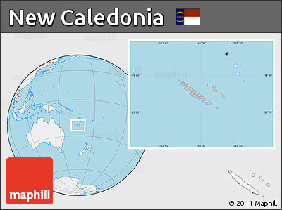 Gray Location Map of New Caledonia, lighten, land only
