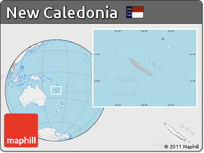 Gray Location Map of New Caledonia, lighten, land only