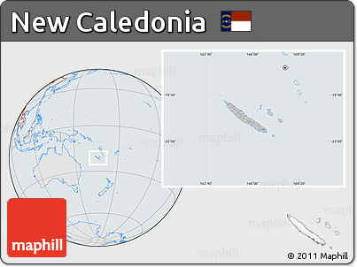 Gray Location Map of New Caledonia, lighten, semi-desaturated