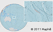Gray Location Map of New Caledonia, lighten, semi-desaturated, land only, hill shading