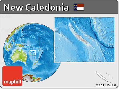 Gray Location Map of New Caledonia, physical outside