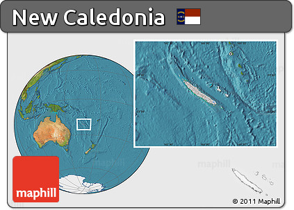 Gray Location Map of New Caledonia, satellite outside