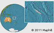 Gray Location Map of New Caledonia, satellite outside, hill shading