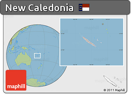 Gray Location Map of New Caledonia, savanna style outside