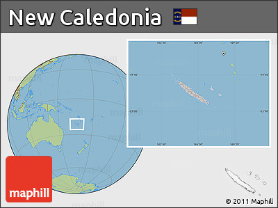 Gray Location Map of New Caledonia, savanna style outside